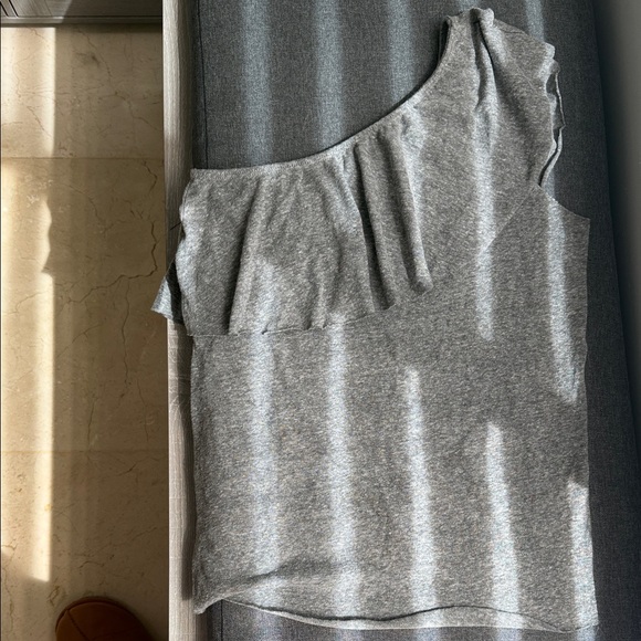 Chic Nation Tops - Chic Nation One-Shoulder Ruffle Top - Gray